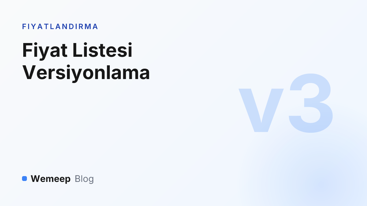 Fiyat listesi versiyonlama kapak görseli — v3 sürüm glifi
