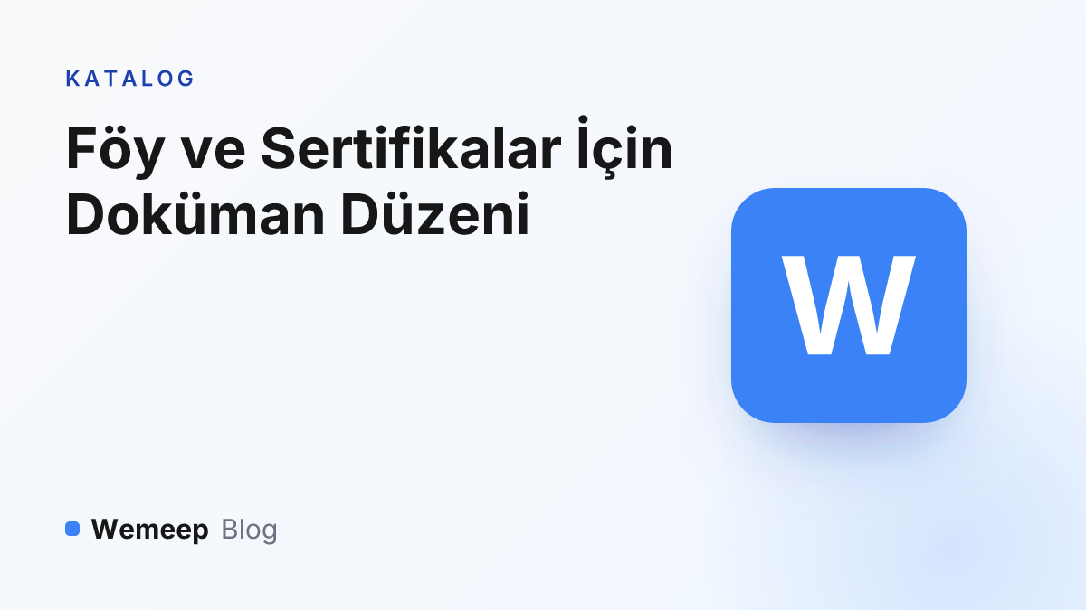 Föy ve sertifika doküman düzeni kapak görseli — yeşil Wemeep karosu